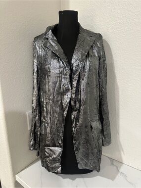 glam Metallic Silver Shimmer Blazer